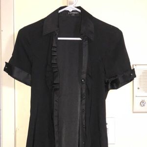 Short-sleeved black button down shirt from express
